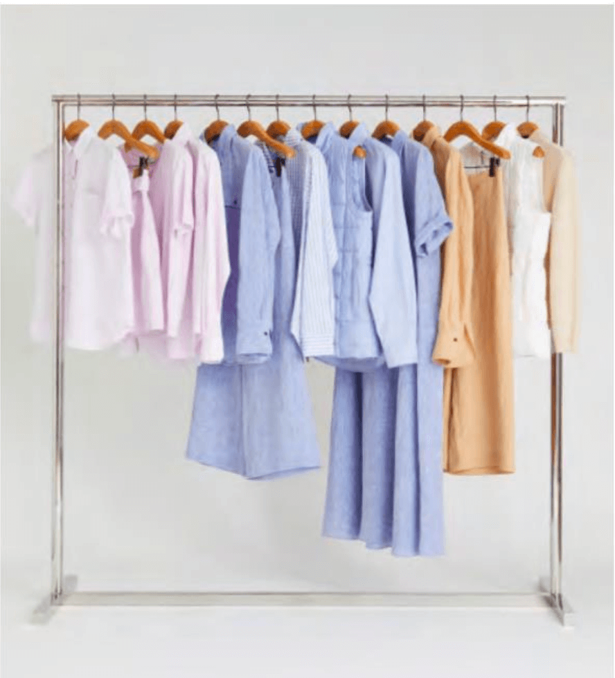 clothing rack with lafayette 148 resort collection on.